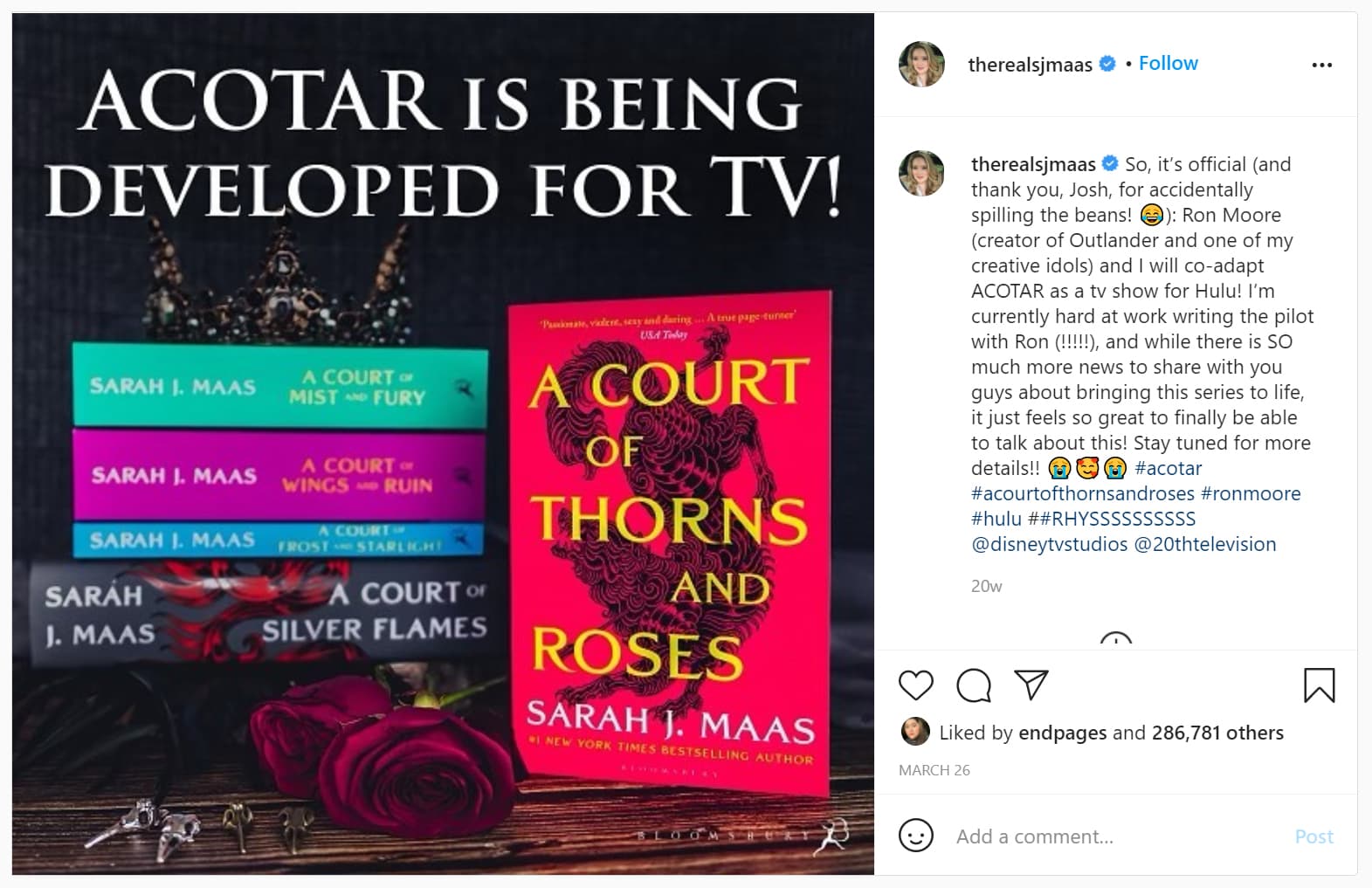 A Court Of Thorns And Roses Hulu Tv Series What We Know Release Date Cast Movie Trailer - The Bibliofile
