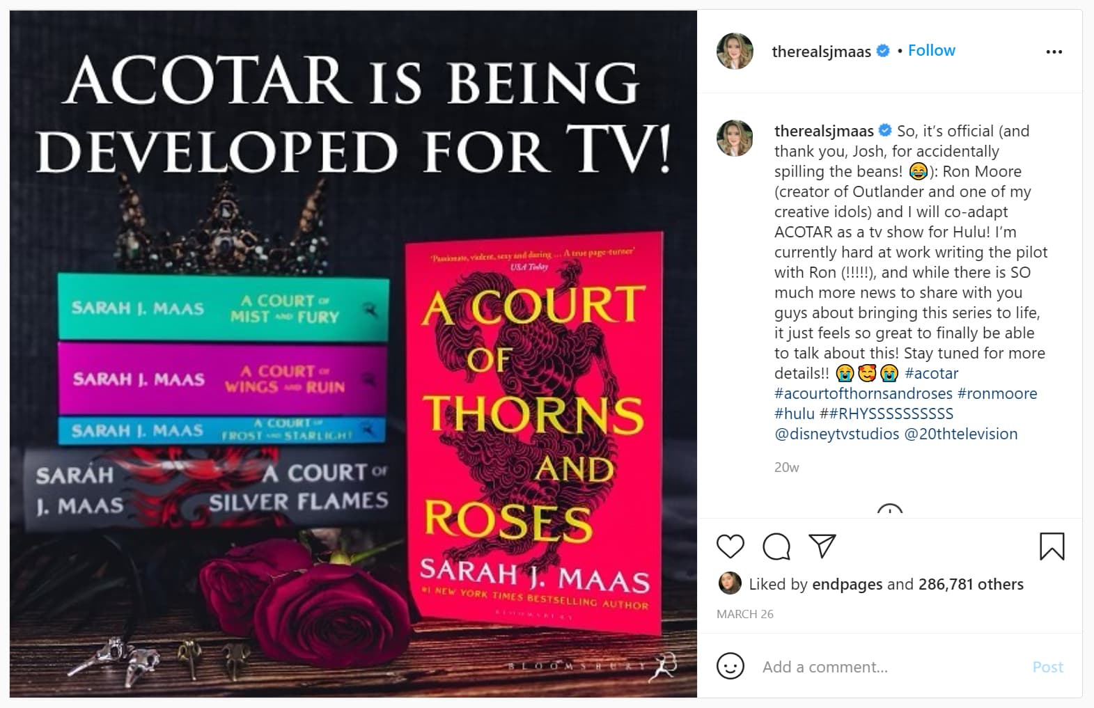 A Court of Thorns and Roses Hulu TV Series (March 24 Update   Rumors