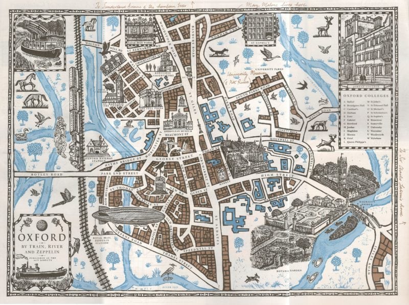 A fold-out map of Oxford that accompanied Lyra's Oxford (2003) by Philip Pullman 