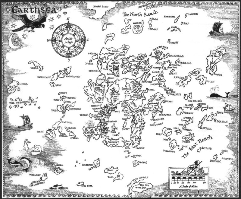 Map of Earthsea from Ursula LeGuin's Earthsea books